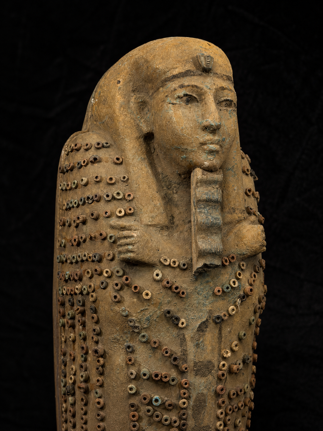 Egyptian Funerary Sarcophagus with Mummiform Figure