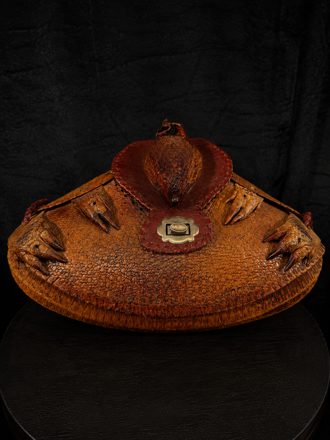 Mid-Century Taxidermy Armadillo Purse w/ Mirror & Braided Strap