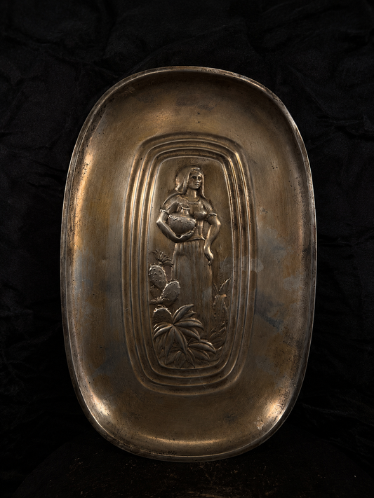 Mid-Century Repoussé Metal Serving Tray