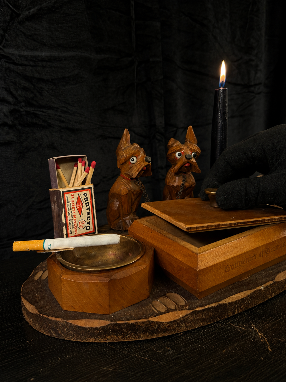 Vintage Folk Art Smoking Companion Set