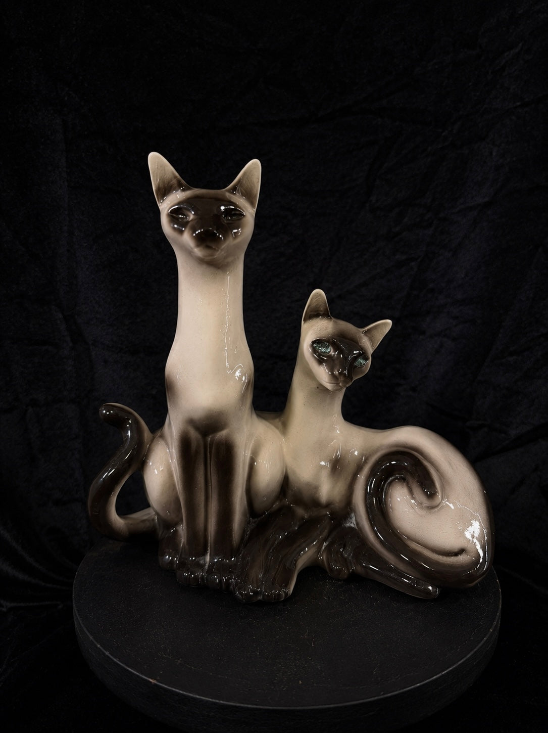 Vintage Mid-Century Siamese Cat Ceramic Sculpture