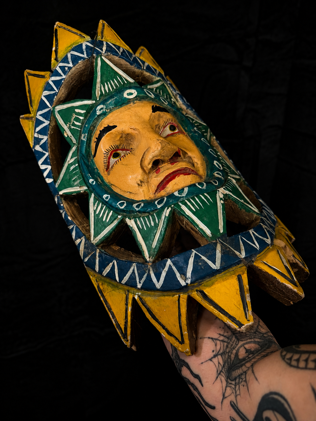 Large Vintage Mexican Celestial Sun Face Mask