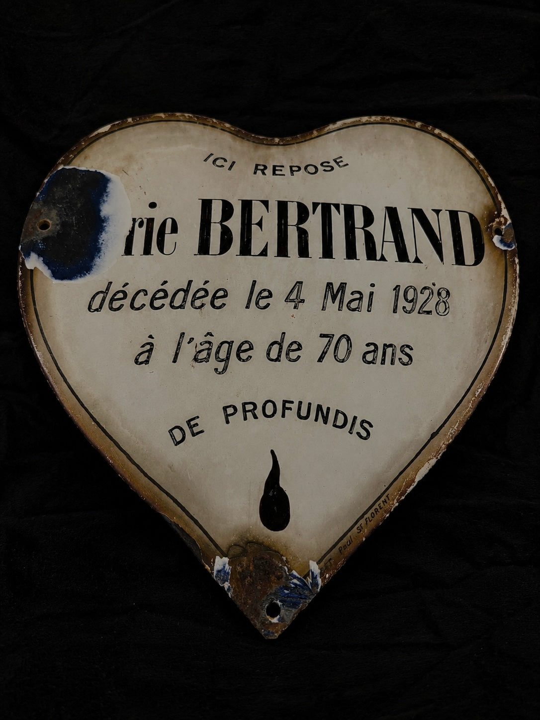 Antique French Memento Mori Grave Marker (1928)