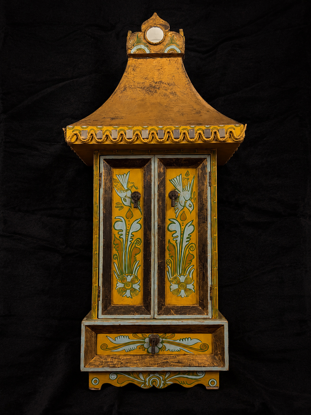 Vintage Mirrored Shrine Wall Cabinet