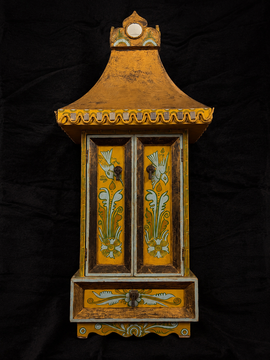 Vintage Mirrored Shrine Wall Cabinet