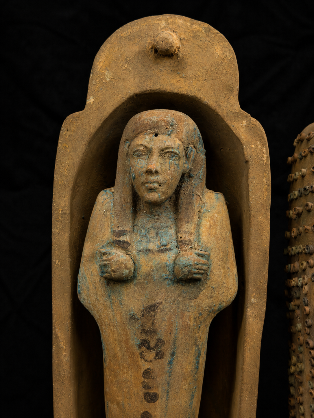 Egyptian Funerary Sarcophagus with Mummiform Figure