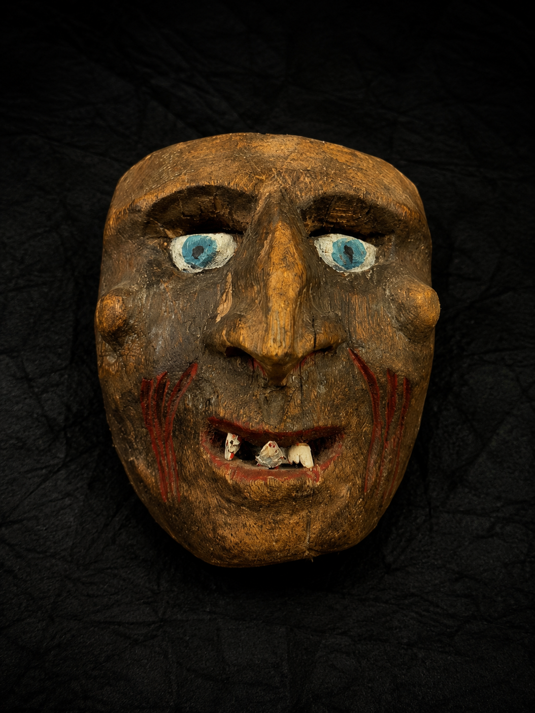 Antique Folk Witch Mask W/ Animal Teeth