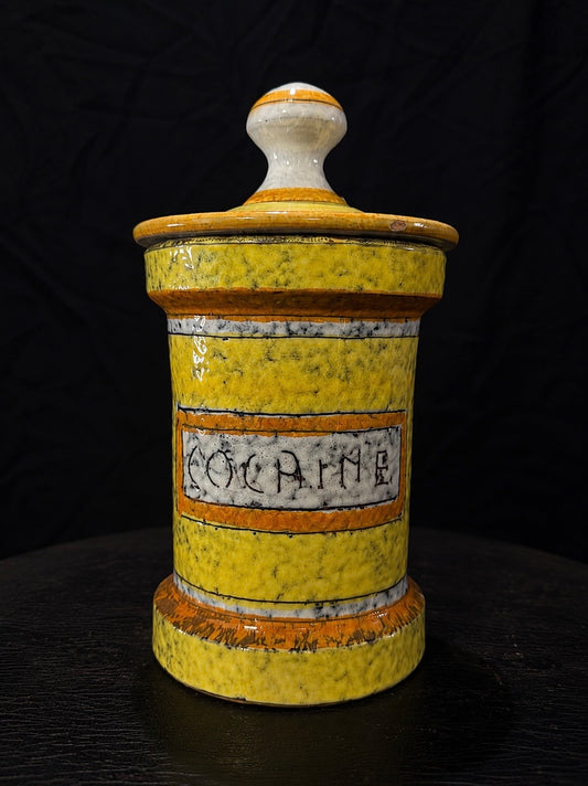 Mid-Century Italian Earthenware Apothecary Jar “COCAINE”