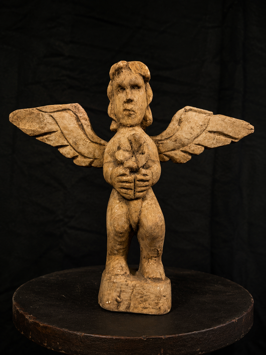 Antique Folk Devotional Angel Figure