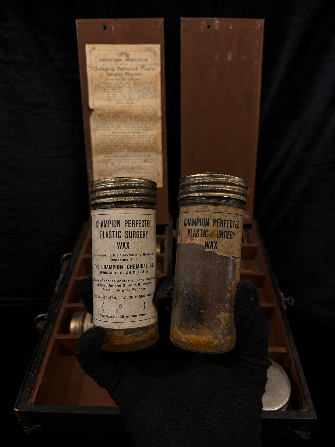 Antique Mortician’s Restorative Surgery Kit w/ Original Wax Jars & Key