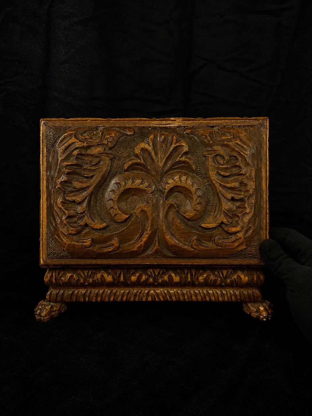 Mid-Century Hungarian Folk Art Casket Box w/ Original Silk Lining