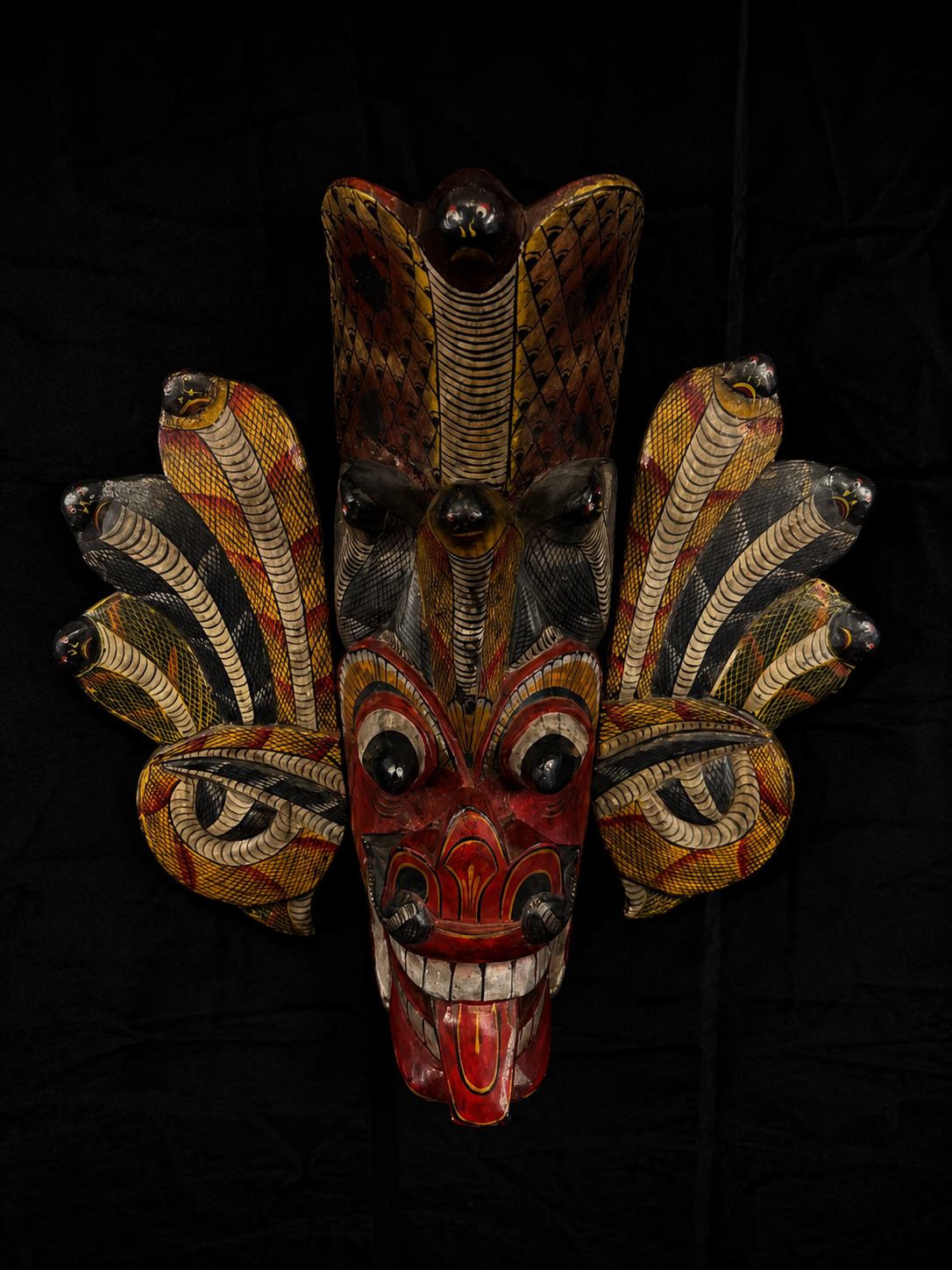Large Sri Lankan Naga Raksha (Cobra Demon) Wooden Mask