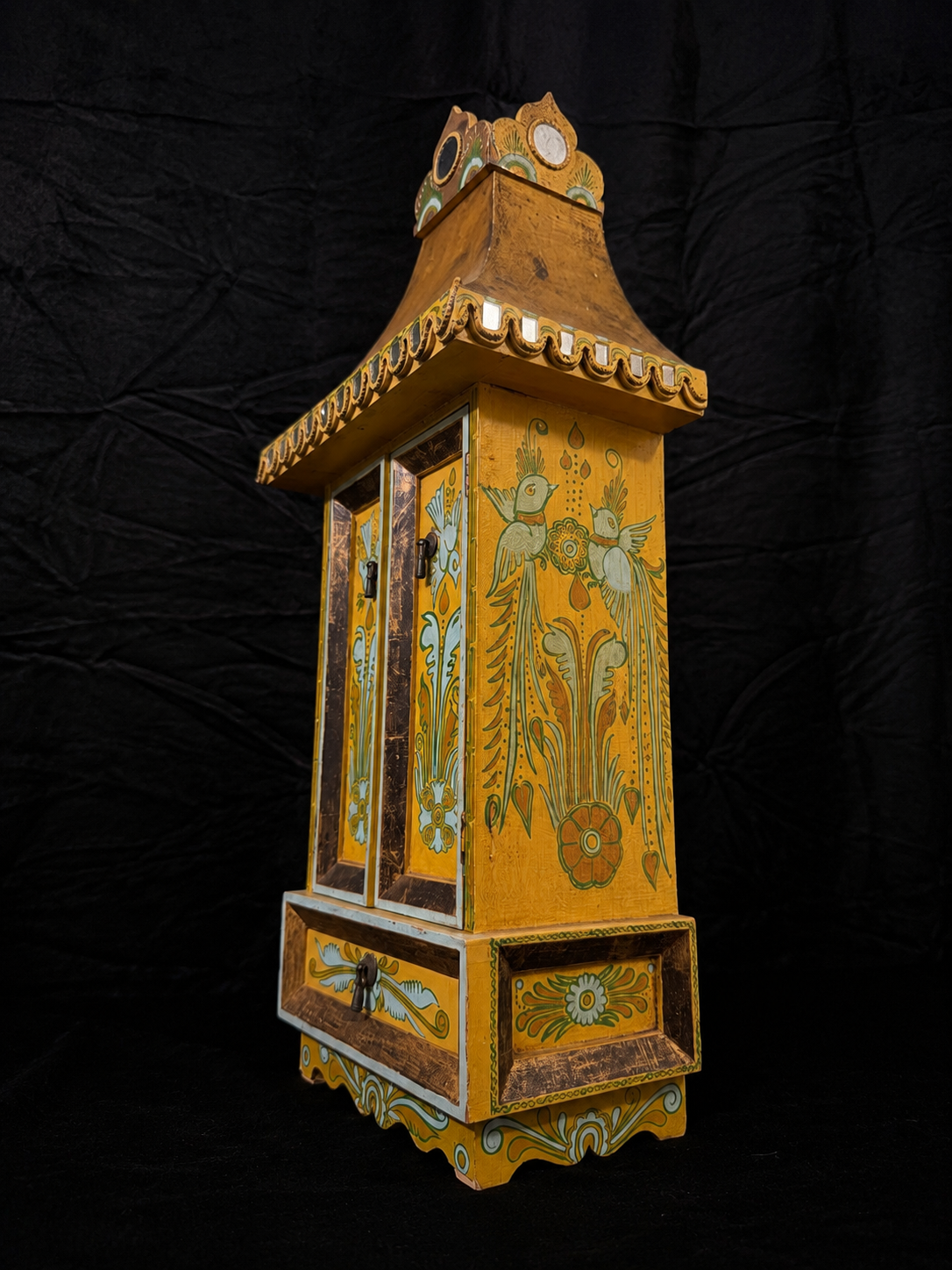 Vintage Mirrored Shrine Wall Cabinet