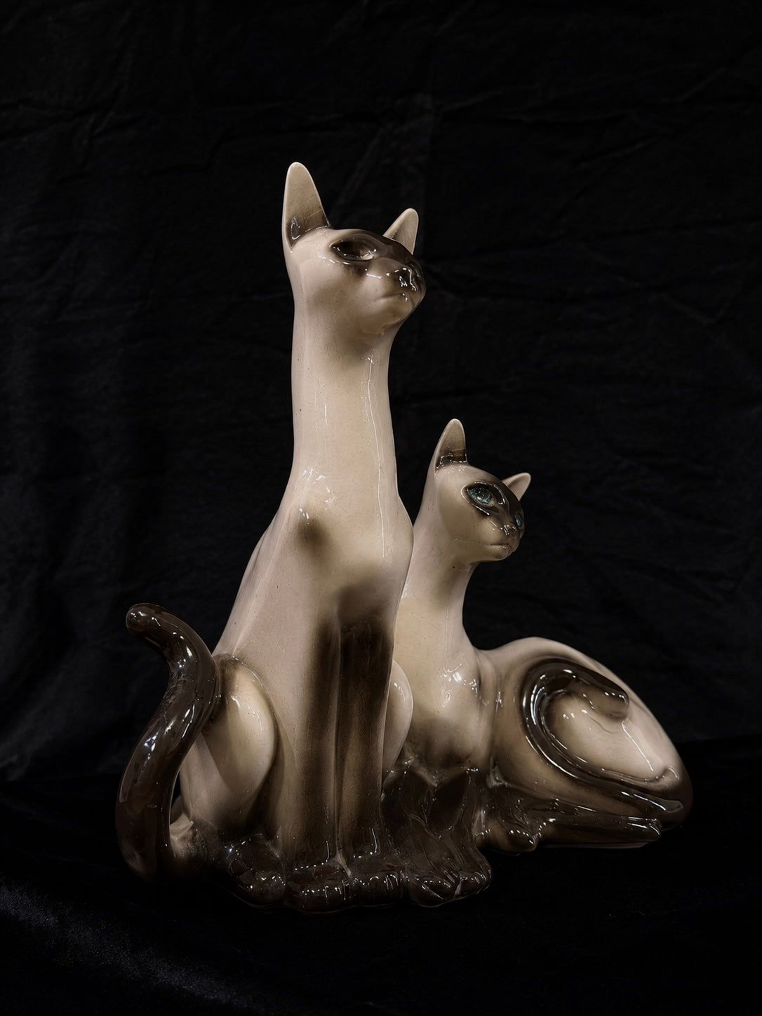 Vintage Mid-Century Siamese Cat Ceramic Sculpture