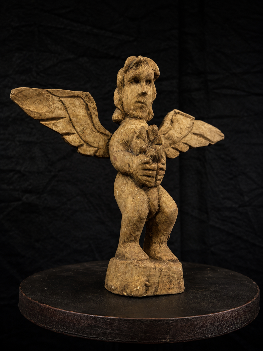 Antique Folk Devotional Angel Figure