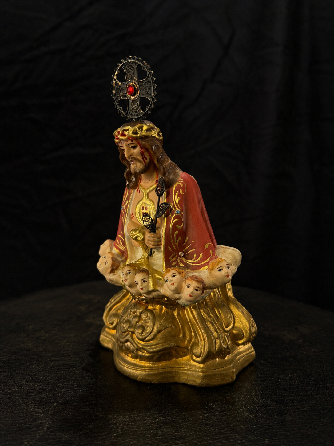 Mid-Century Portuguese Santo Cristo dos Milagres Shrine Sculpture