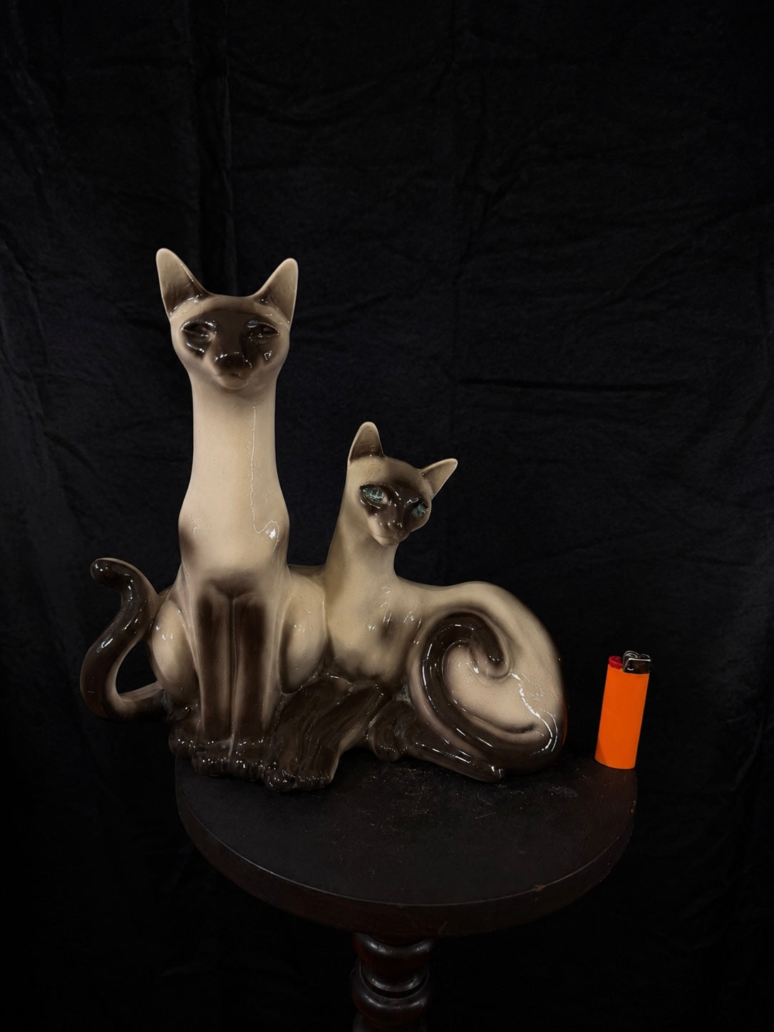 Vintage Mid-Century Siamese Cat Ceramic Sculpture