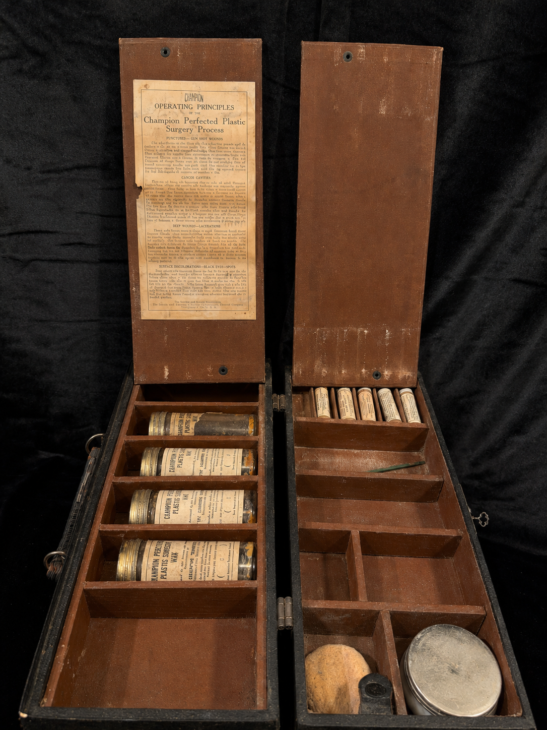 Antique Mortician’s Restorative Surgery Kit w/ Original Wax Jars & Key
