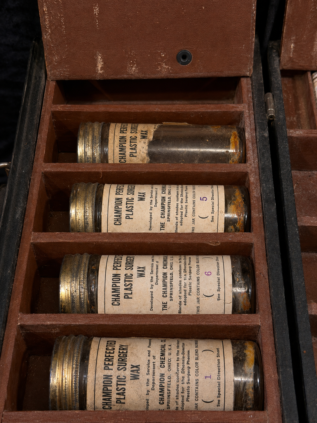 Antique Mortician’s Restorative Surgery Kit w/ Original Wax Jars & Key