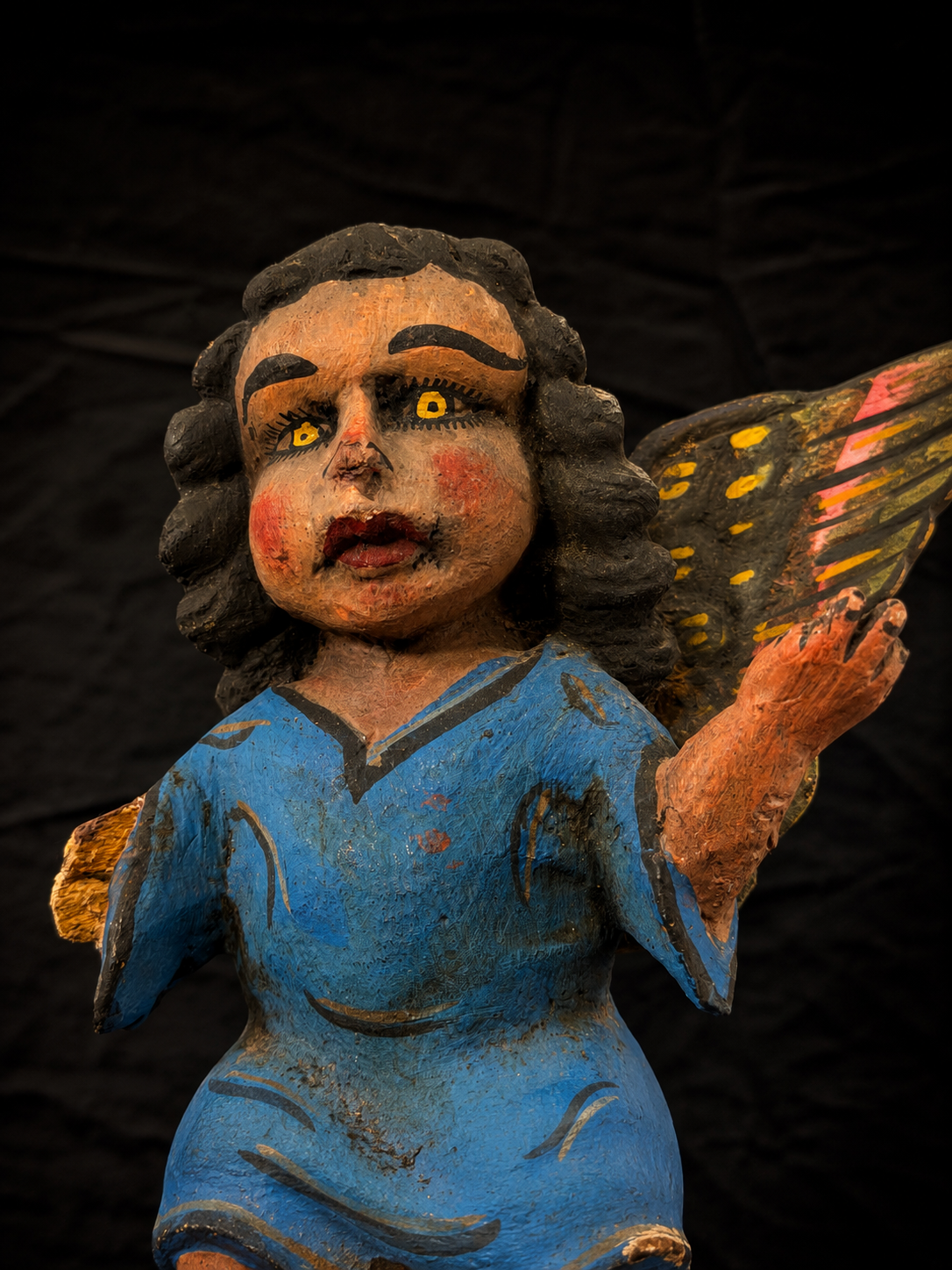 Antique Mexican Wood Angel Figure
