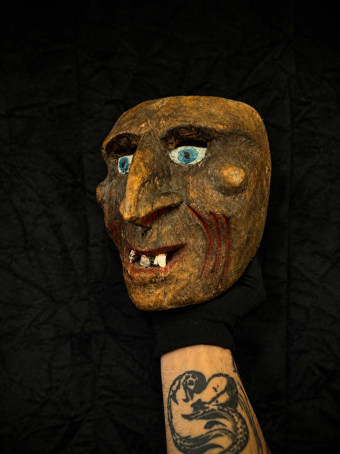 Antique Folk Witch Mask W/ Animal Teeth