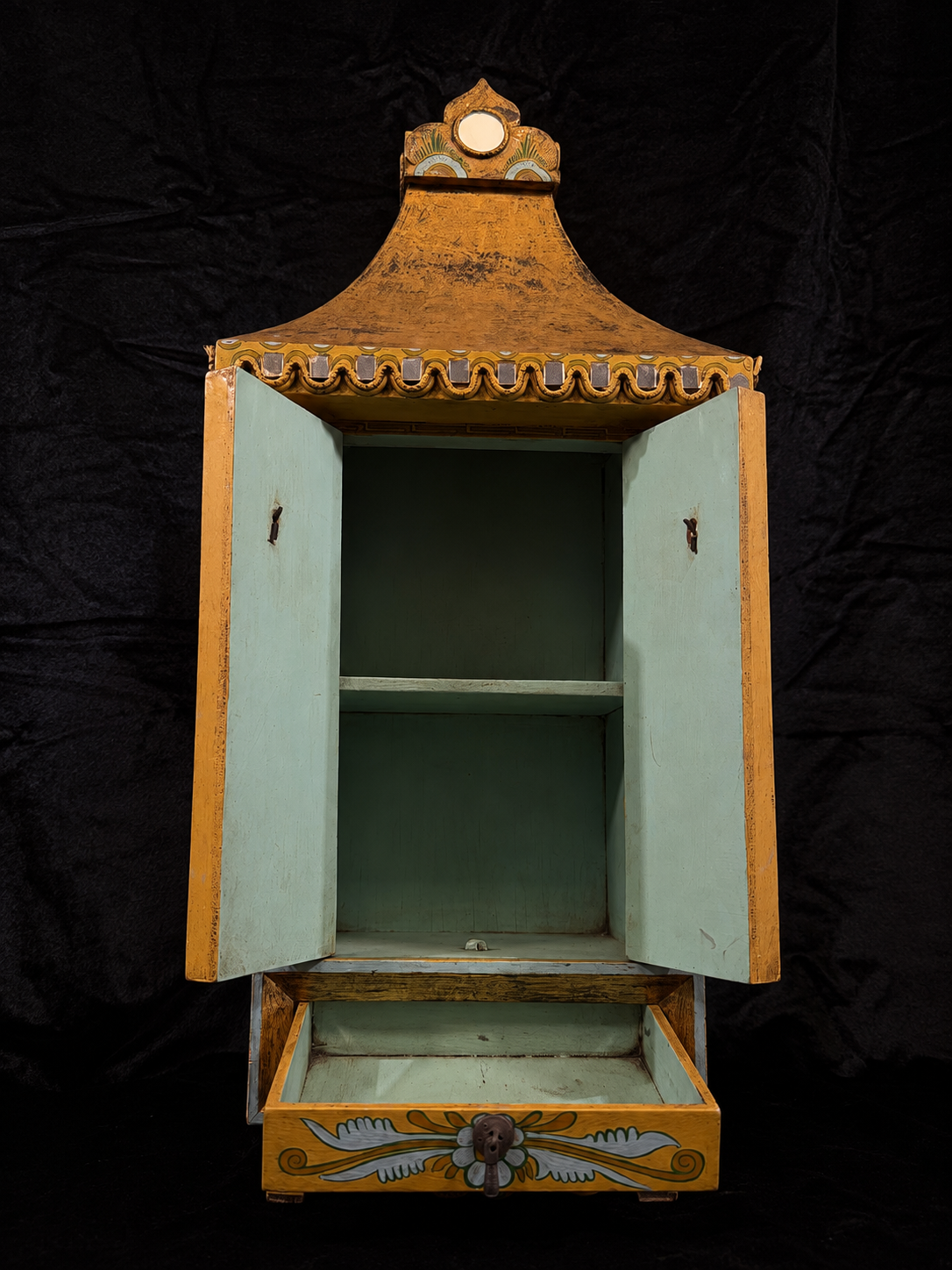 Vintage Mirrored Shrine Wall Cabinet