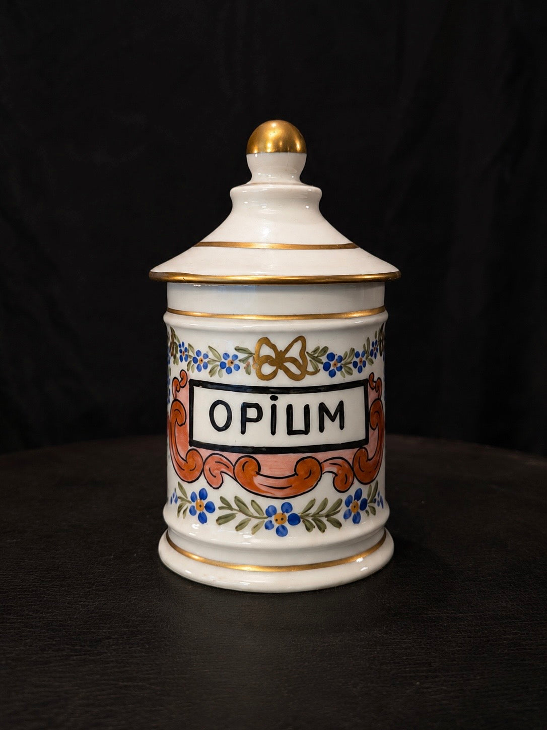 Vintage European Porcelain Apothecary Jar "OPIUM"