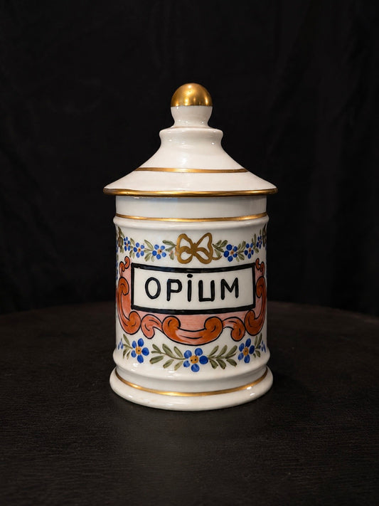 Vintage European Porcelain Apothecary Jar "OPIUM"