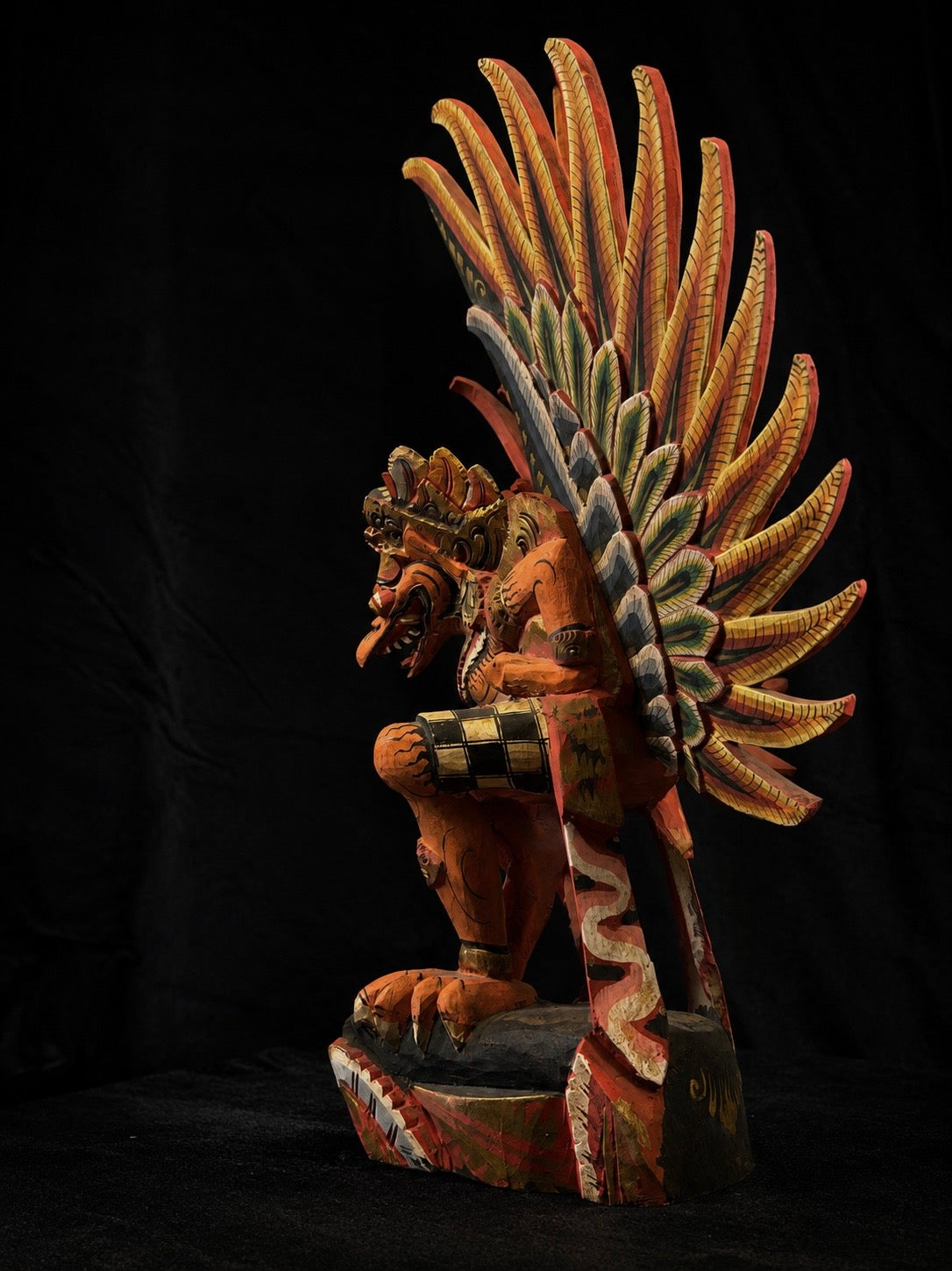 Large Vintage Balinese Polychrome Garuda Statue