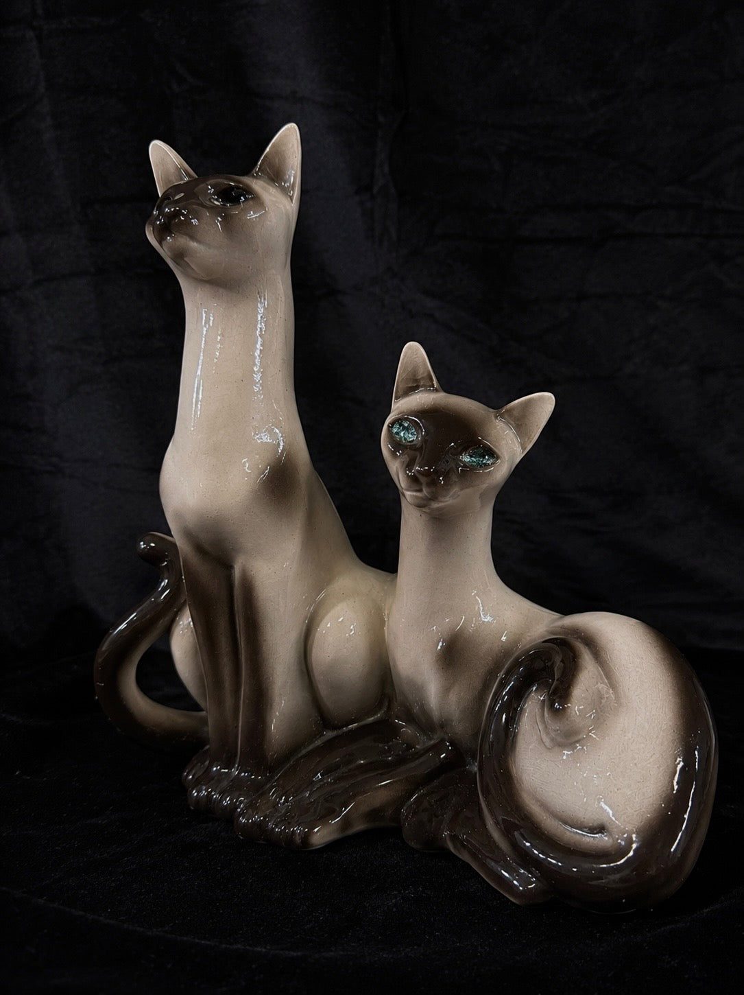 Vintage Mid-Century Siamese Cat Ceramic Sculpture