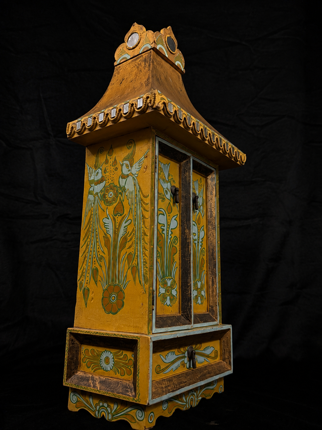 Vintage Mirrored Shrine Wall Cabinet