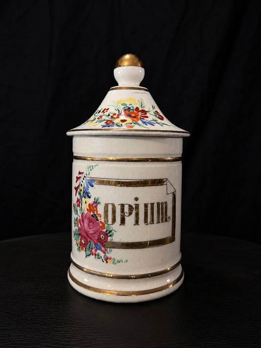 Early French Porcelain "OPIUM" Apothecary Jar