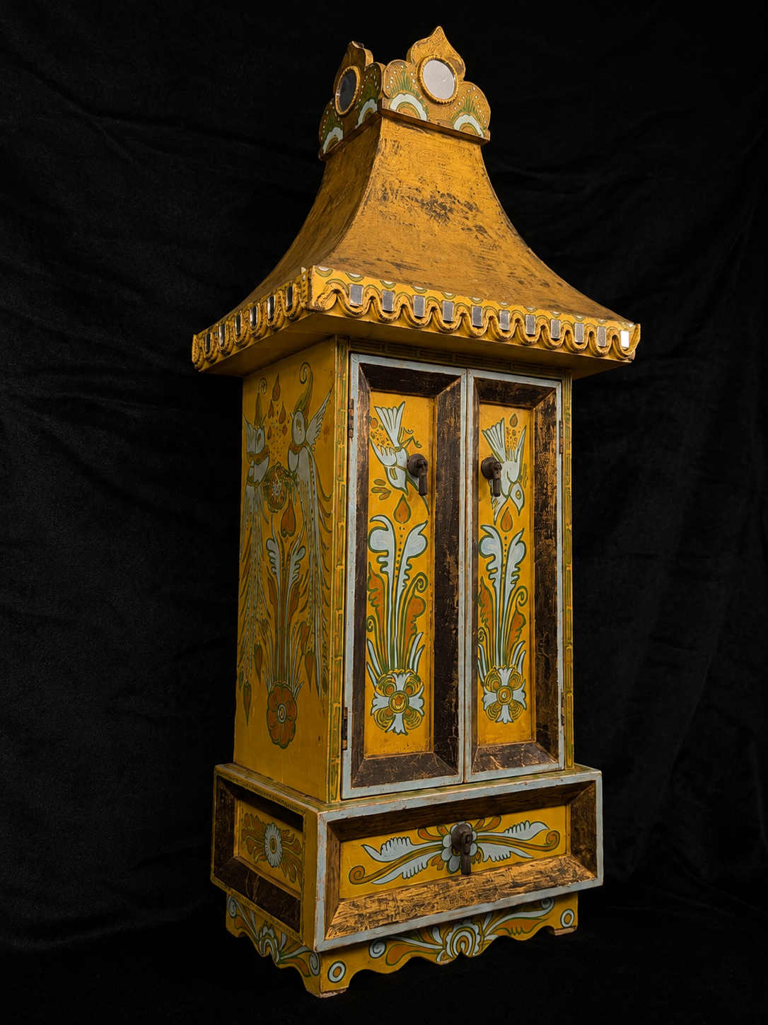 Vintage Mirrored Shrine Wall Cabinet