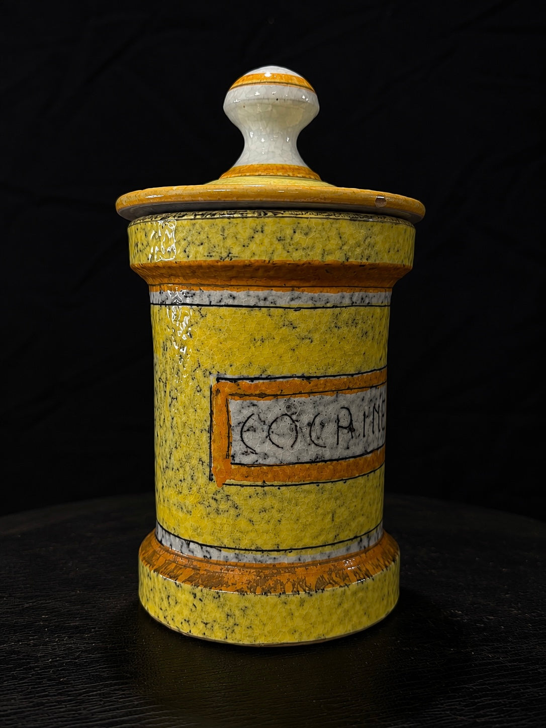 Mid-Century Italian Earthenware Apothecary Jar “COCAINE”