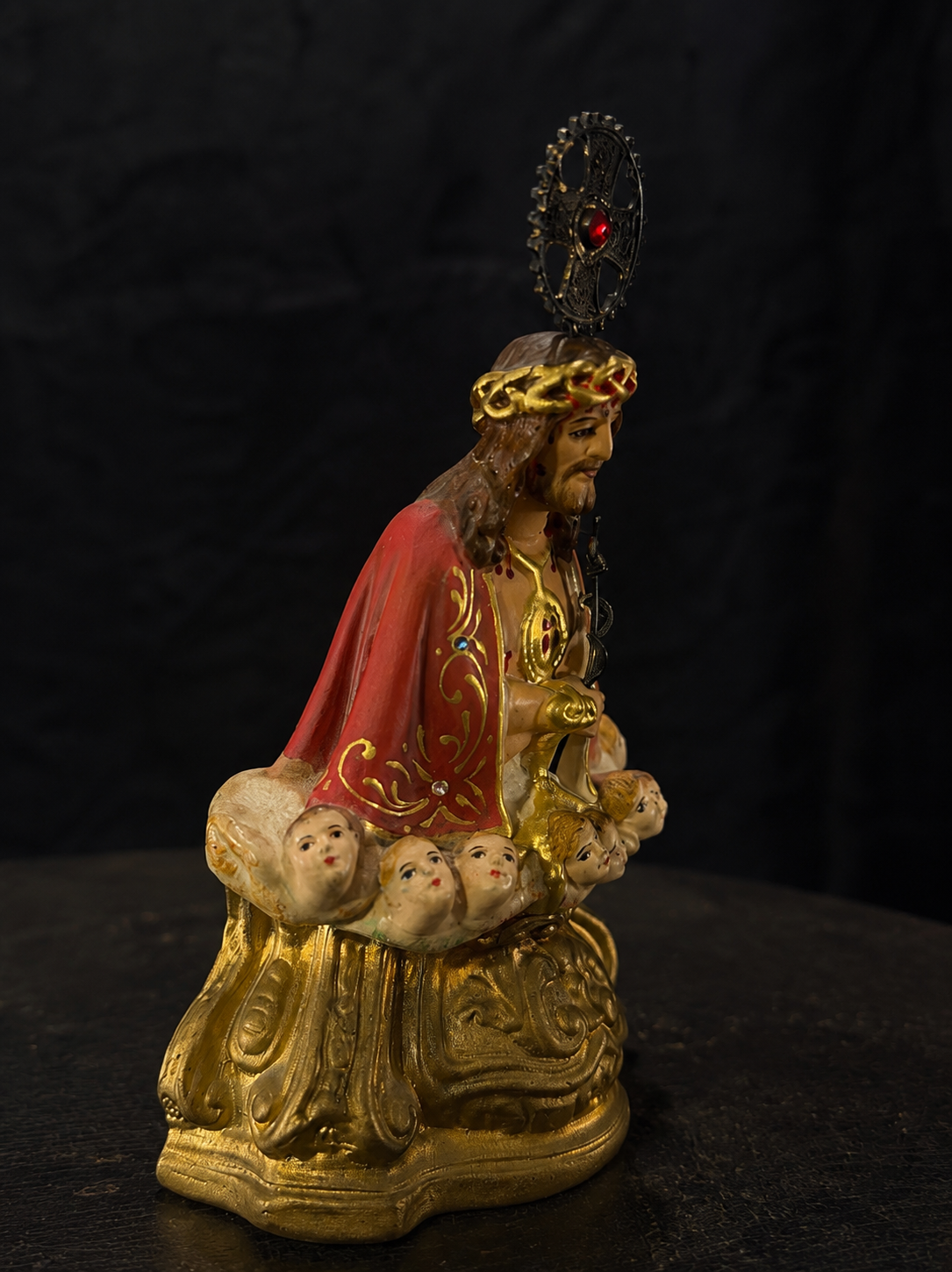 Mid-Century Portuguese Santo Cristo dos Milagres Shrine Sculpture