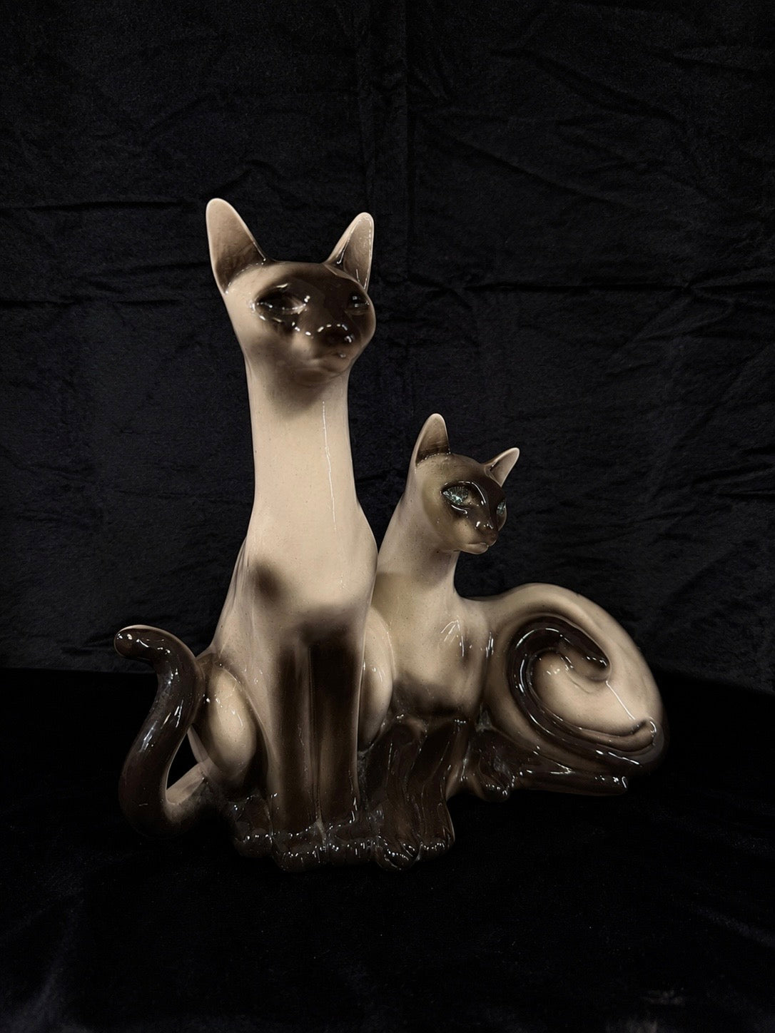 Vintage Mid-Century Siamese Cat Ceramic Sculpture
