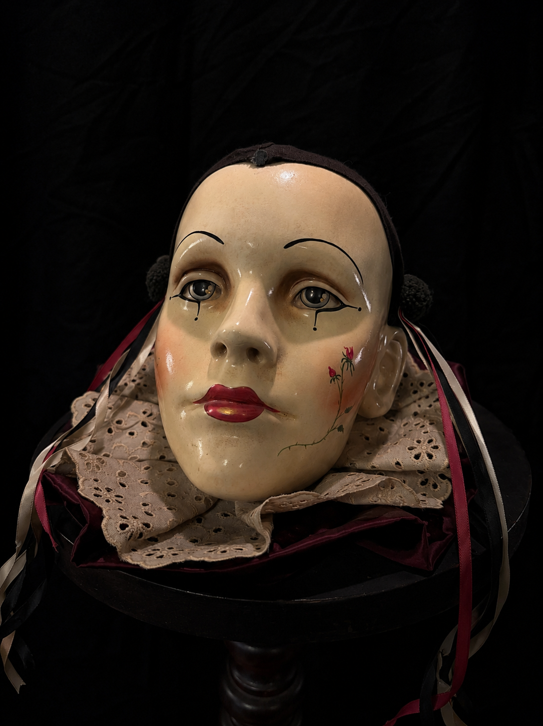 Vintage Pierrot Wall Mask / Hanging Bust