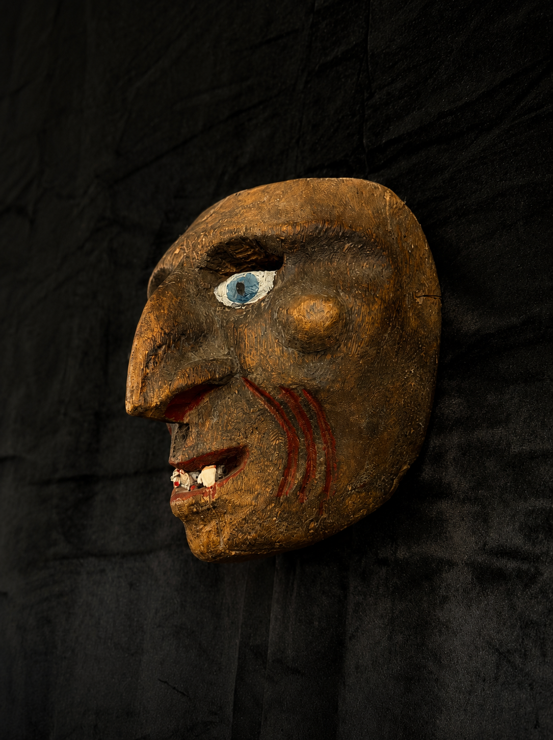 Antique Folk Witch Mask W/ Animal Teeth