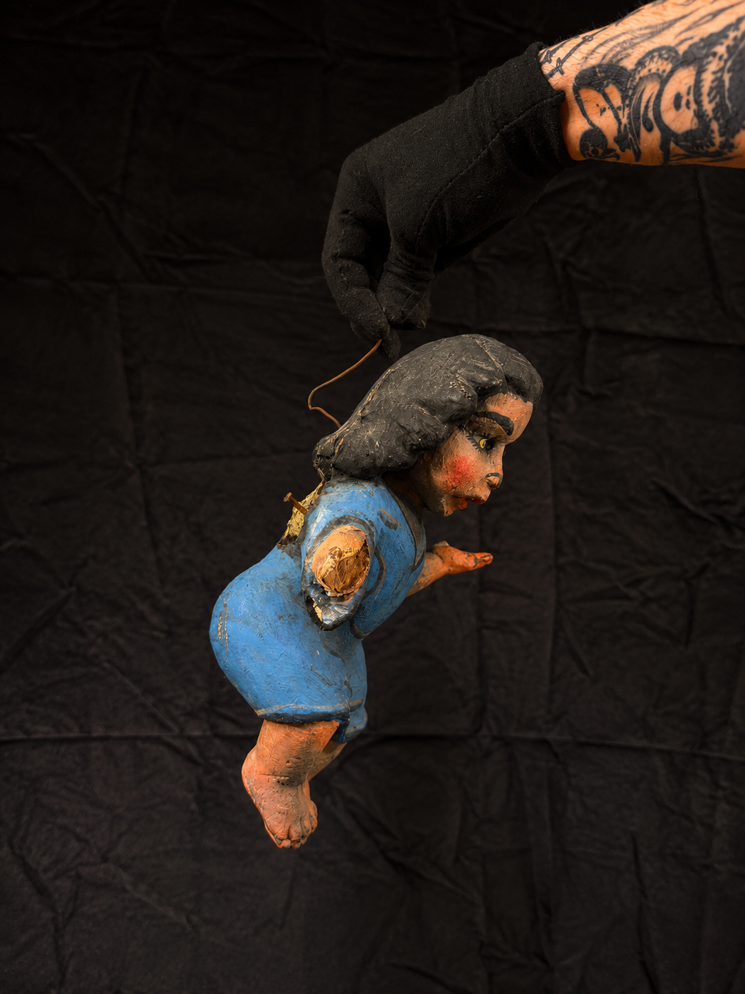 Antique Mexican Wood Angel Figure