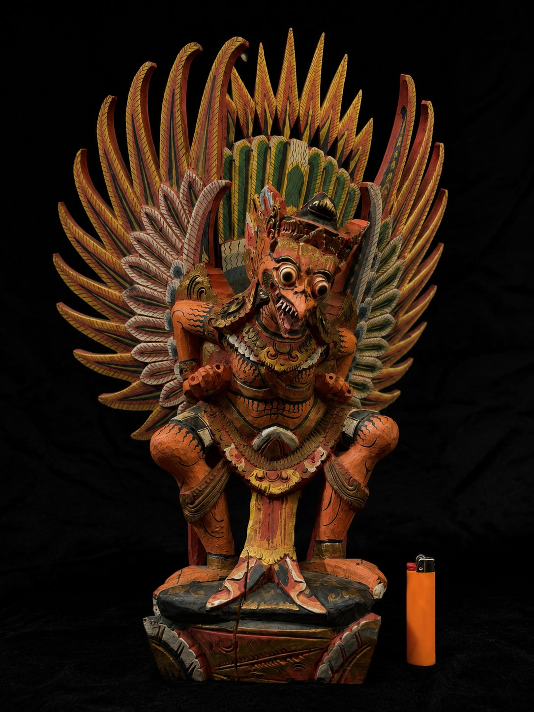 Large Vintage Balinese Polychrome Garuda Statue