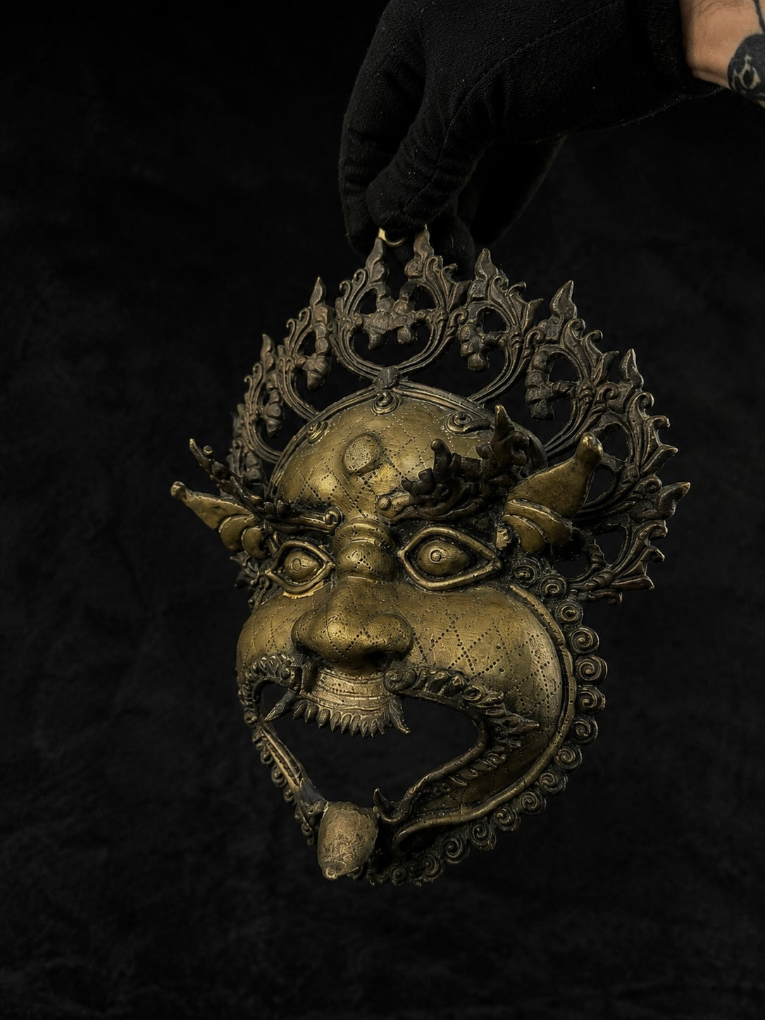 Antique Nepalese Protective Spirit Temple Ornament