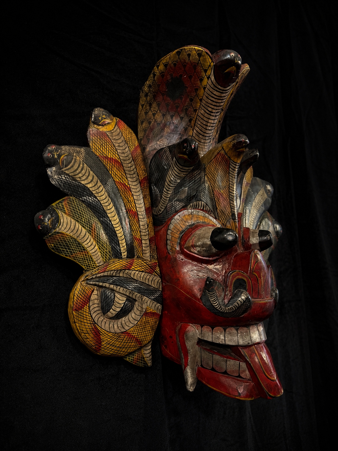Large Sri Lankan Naga Raksha (Cobra Demon) Wooden Mask