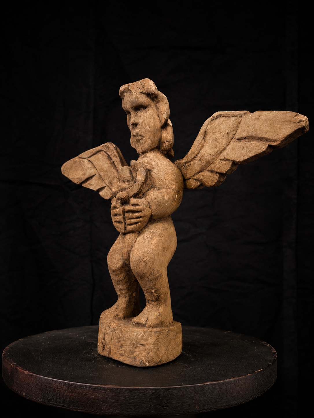 Antique Folk Devotional Angel Figure