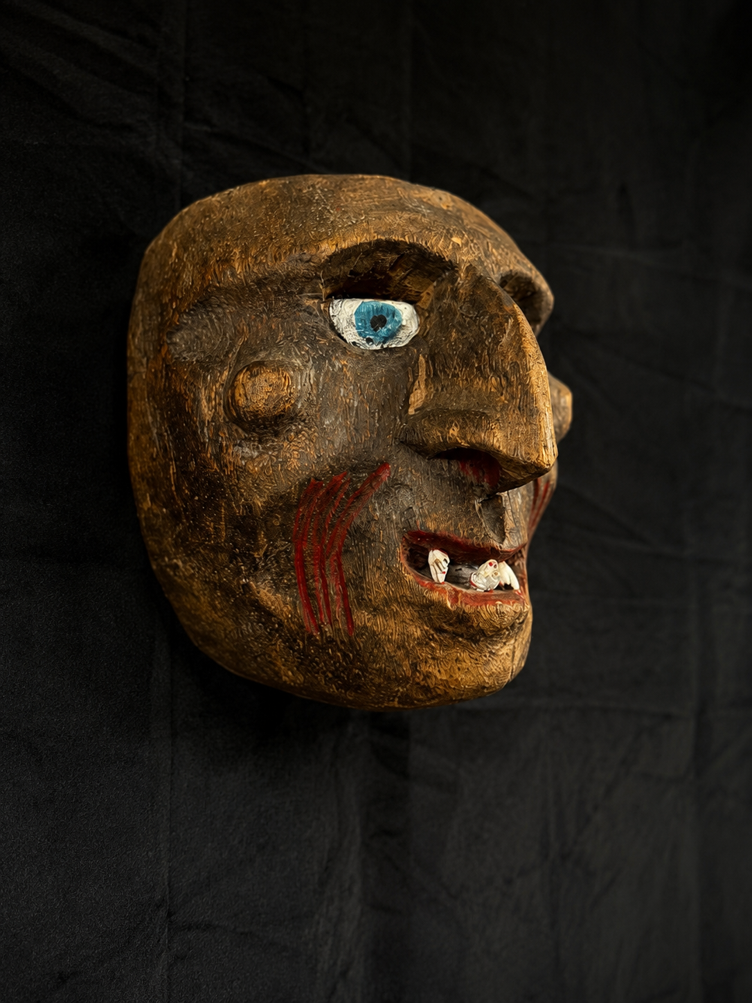 Antique Folk Witch Mask W/ Animal Teeth