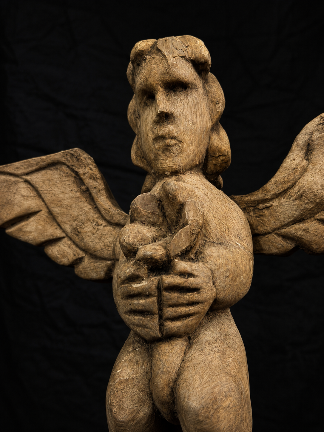 Antique Folk Devotional Angel Figure