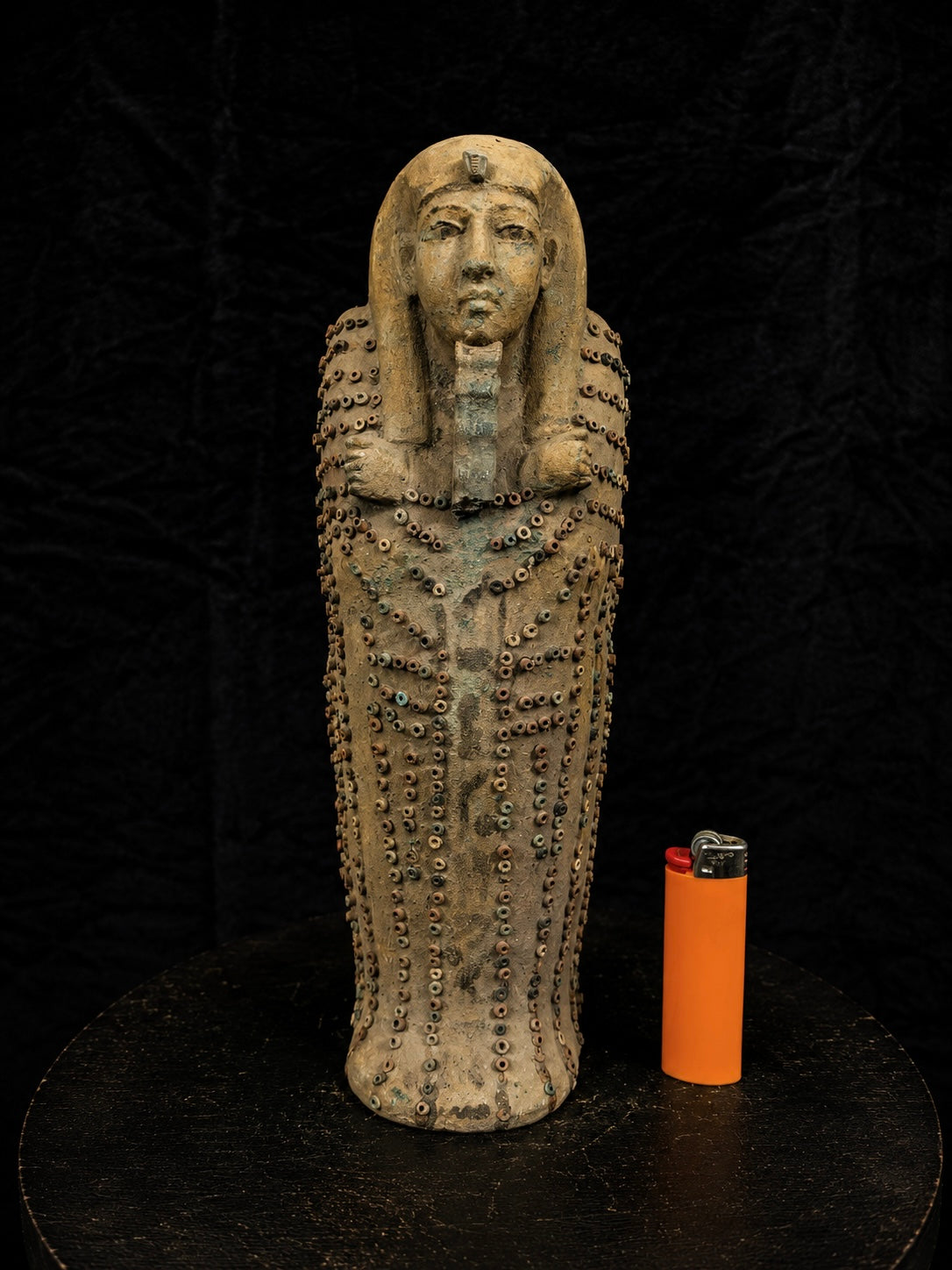 Egyptian Funerary Sarcophagus with Mummiform Figure