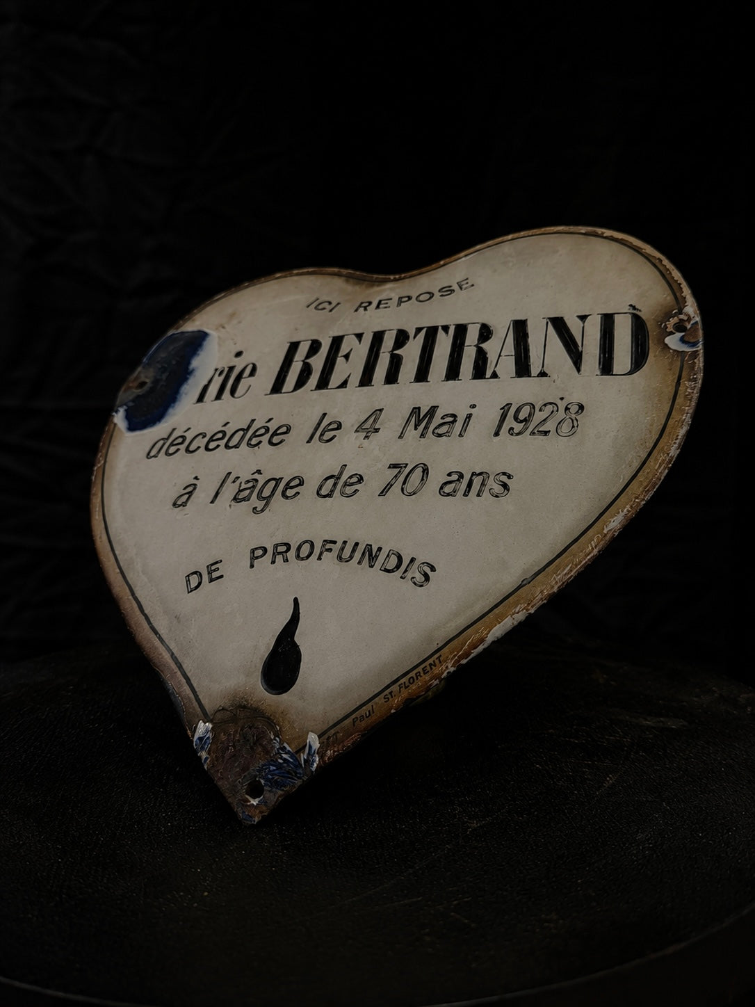 Antique French Memento Mori Grave Marker (1928)