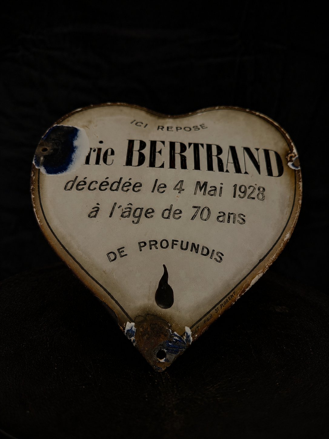 Antique French Memento Mori Grave Marker (1928)