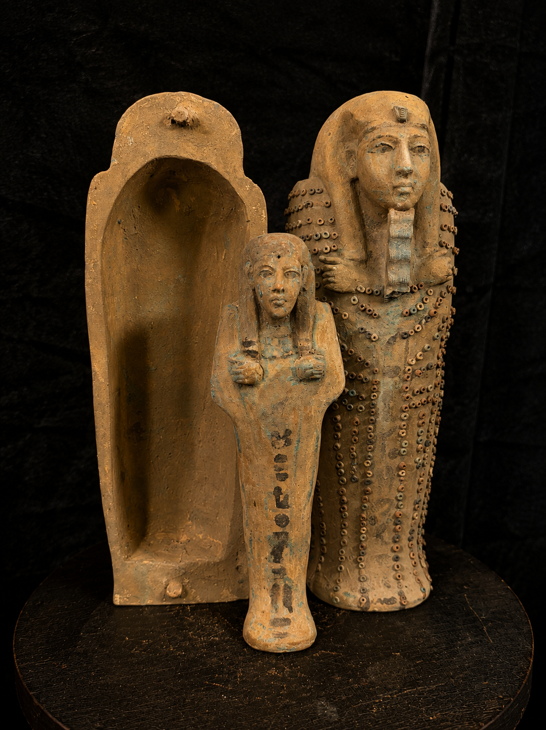 Egyptian Funerary Sarcophagus with Mummiform Figure