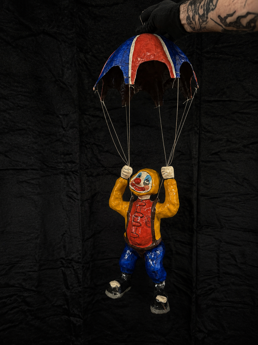 Vintage Papier-Mâché Parachuting Circus Clown #1